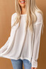 White Geometric Tie Dye Ribbed Loose Fit Long Sleeve Top