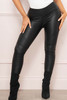 Black Splicing PU Biker Leggings