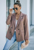 Brown Lapel Neckline Double Breasted Pocketed Blazer Brown Lapel Neckline Double Breasted Pocketed Blazer