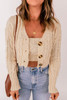 Apricot Cable Knit Crop Cardigan With Camisole