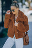 Brown Sherpa Big Collar Cropped Teddy Coat