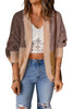 Brown Color Block Loose Open Front Knitted Cardigan