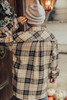 Khaki Plaid Pocket Buttoned Long Sleeve Shirt