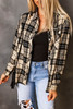 Khaki Plaid Pocket Buttoned Long Sleeve Shirt