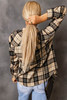 Khaki Plaid Pocket Buttoned Long Sleeve Shirt