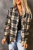 Khaki Plaid Pocket Buttoned Long Sleeve Shirt