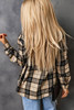 Khaki Plaid Pocket Buttoned Long Sleeve Shirt