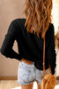 Black Waffle Knit Henley Top