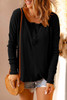 Black Waffle Knit Henley Top