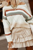 White Striped Colorblock Knit Sweater