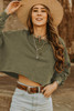 Green Drop Shoulder Cropped Sweatshirt