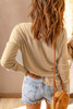 Khaki Waffle Knit Henley Top