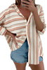 Pink Horizonal and Vertical Stripes Casual Blouse