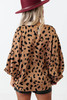 Leopard V Neck Ruffled Cuffs Loose Blouse