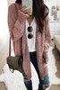 Pink Plaid Knitted Long Open Front Cardigan