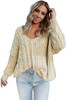 Beige V Neck Loose Knit Sweater