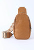 Brown Faux Leather Zipped Crossbody Chest Bag