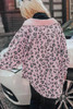 Pink Collared Neckline Flap Pockets Leopard Corduroy Jacket Pink Collared Neckline Flap Pockets Leopard Corduroy Jacket