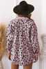 Pink Collared Neckline Flap Pockets Leopard Corduroy Jacket Pink Collared Neckline Flap Pockets Leopard Corduroy Jacket