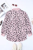 Pink Collared Neckline Flap Pockets Leopard Corduroy Jacket