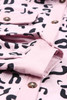 Pink Collared Neckline Flap Pockets Leopard Corduroy Jacket Pink Collared Neckline Flap Pockets Leopard Corduroy Jacket