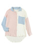 Pink Colorblock Crinkled Pocketed Shirt