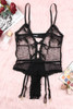 Black Lace Mesh Sheer Spaghetti Straps Teddy Lingerie