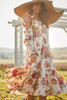 Apricot Hollow-out Shoulder Ruffle Floral Dress