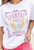 White COUNTRY MUSIC Boots Wings Print Graphic T Shirt