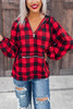Red Buffalo Plaid Zipped Front Pocketed Hoodie Red Buffalo Plaid Zipped Front Pocketed Hoodie