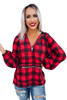 Red Buffalo Plaid Zipped Front Pocketed Hoodie Red Buffalo Plaid Zipped Front Pocketed Hoodie