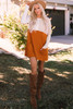 Orange Pocketed Color Block Patchwork Long Sleeve Top