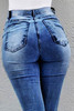 Sky Blue Split Hem Ripped High Waist Flare Jeans