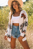 White Tribal Pattern Hollowed Knit Long Cardigan