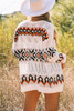 White Tribal Pattern Hollowed Knit Long Cardigan