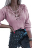 Pink Lace Splicing Knitted Sweater