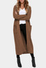 Brown Cable Knit Open Front Long Cardigan