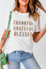 White Leopard Patchwork Thankful Grateful Blessed Graphic T Shirt