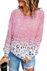 Pink Tie Dye Leopard Print Long Sleeve Top