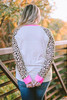 White Leopard Patchwork Long Sleeve Plus Size Top