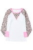 White Leopard Patchwork Long Sleeve Plus Size Top