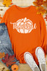 Orange Thankful Pumpkin Pattern Print Long Sleeve Top