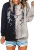 Black Halloween Color Block Dancing Skeleton Sweatshirt