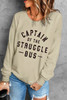 Khaki CAPTAIN Of THE STRUGGLE BUS Graphic Sweatshirt