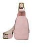 Pink Faux Leather Zipped Crossbody Chest Bag