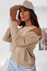 Khaki Cold Shoulder Pullover Sweatshirt