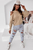 Khaki Cold Shoulder Pullover Sweatshirt