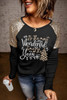 Black Wonderful Christmas Season Graphic Sequin Shoulder Top