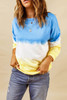 Blue Color Block Tie Dye Pullover Sweatshirt Blue Color Block Tie Dye Pullover Sweatshirt