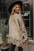 Khaki Leopard High Neck Side Slit Oversized Sweater